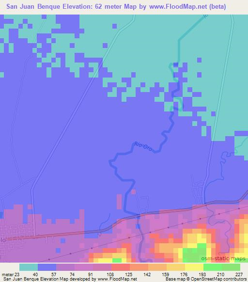 San Juan Benque,Honduras Elevation Map