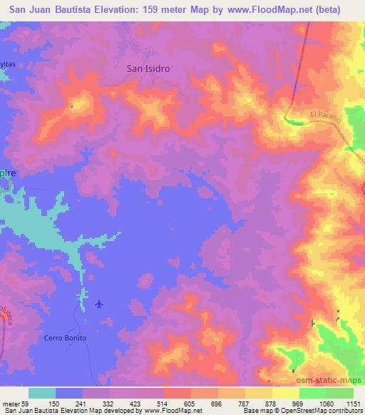 San Juan Bautista,Honduras Elevation Map