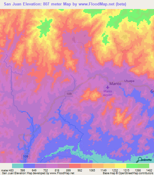 San Juan,Honduras Elevation Map
