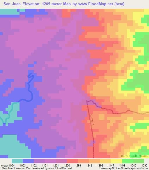 San Juan,Honduras Elevation Map