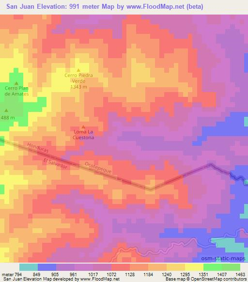 San Juan,Honduras Elevation Map