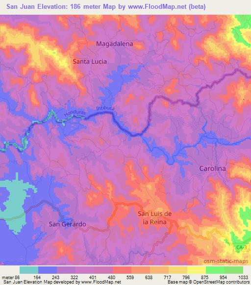 San Juan,Honduras Elevation Map