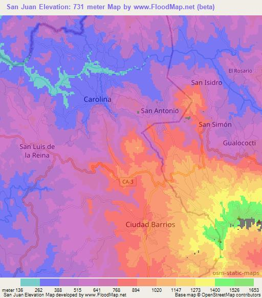 San Juan,Honduras Elevation Map