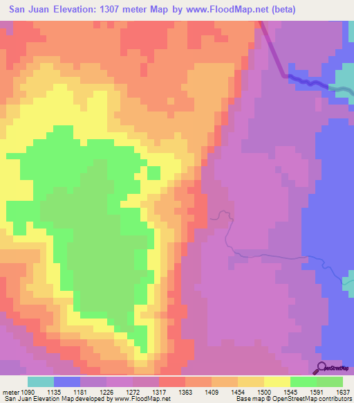 San Juan,Honduras Elevation Map