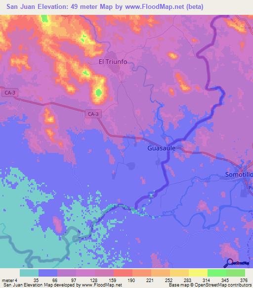 San Juan,Honduras Elevation Map