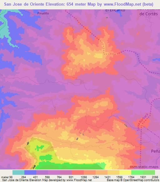 San Jose de Oriente,Honduras Elevation Map