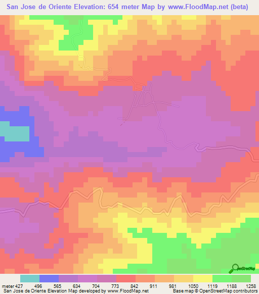San Jose de Oriente,Honduras Elevation Map