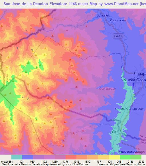 San Jose de La Reunion,Honduras Elevation Map