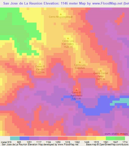 San Jose de La Reunion,Honduras Elevation Map