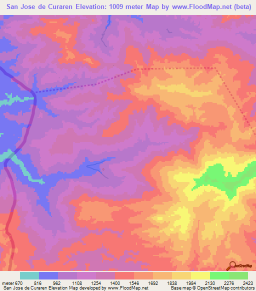 San Jose de Curaren,Honduras Elevation Map