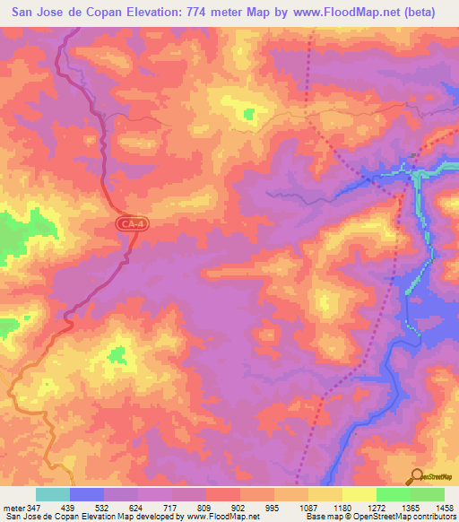 San Jose de Copan,Honduras Elevation Map