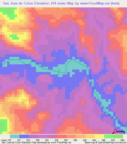 San Jose de Colon,Honduras Elevation Map