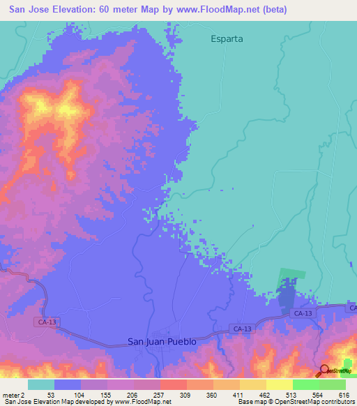 San Jose,Honduras Elevation Map