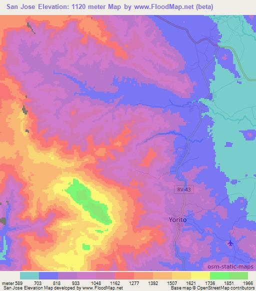 San Jose,Honduras Elevation Map
