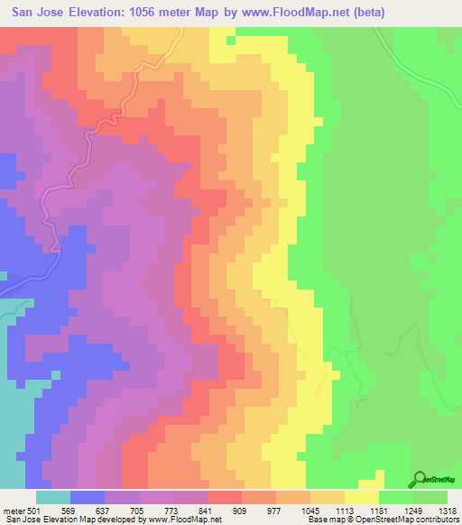 San Jose,Honduras Elevation Map