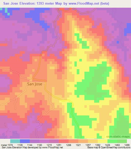 San Jose,Honduras Elevation Map