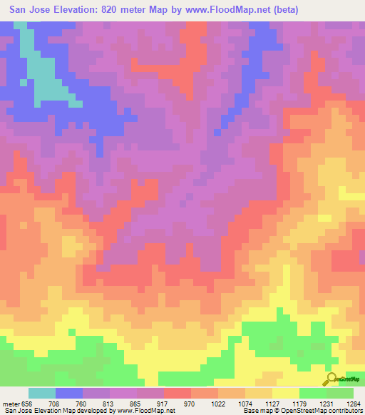 San Jose,Honduras Elevation Map