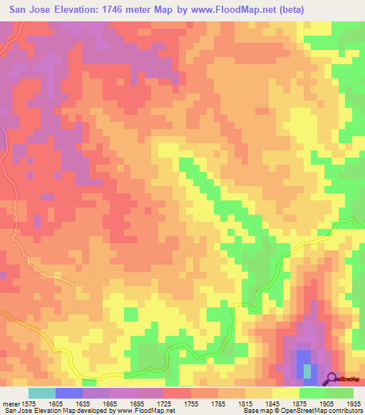 San Jose,Honduras Elevation Map