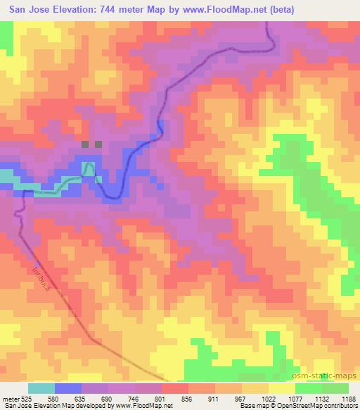 San Jose,Honduras Elevation Map
