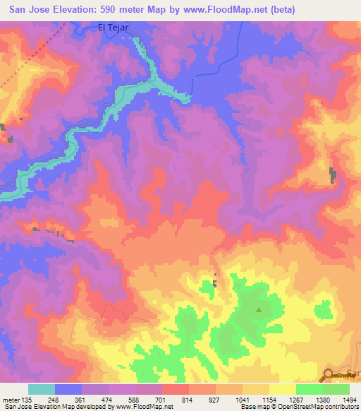 San Jose,Honduras Elevation Map