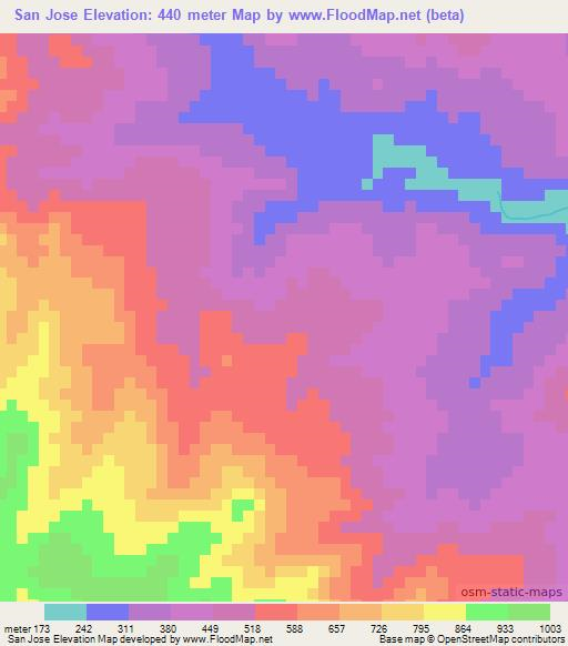San Jose,Honduras Elevation Map