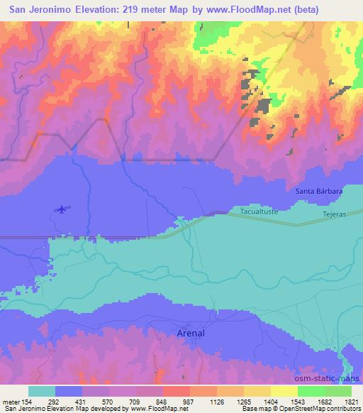 San Jeronimo,Honduras Elevation Map