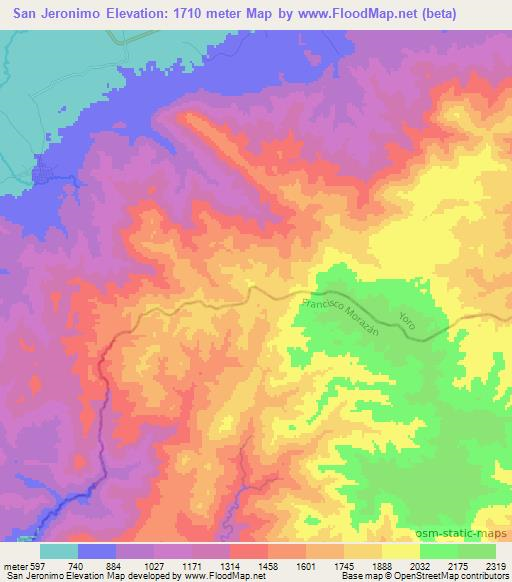 San Jeronimo,Honduras Elevation Map