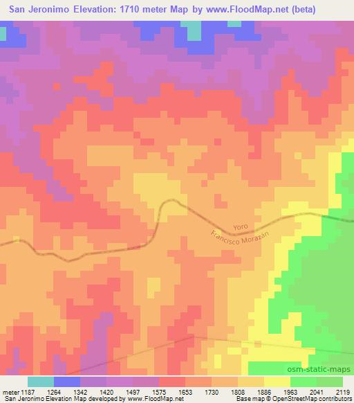 San Jeronimo,Honduras Elevation Map