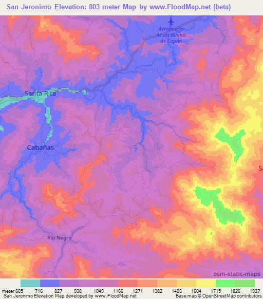 San Jeronimo,Honduras Elevation Map