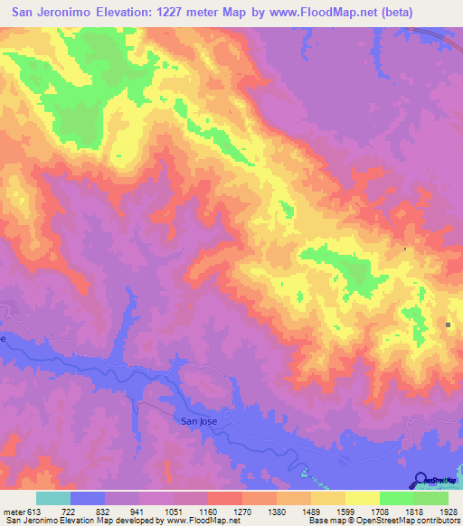 San Jeronimo,Honduras Elevation Map