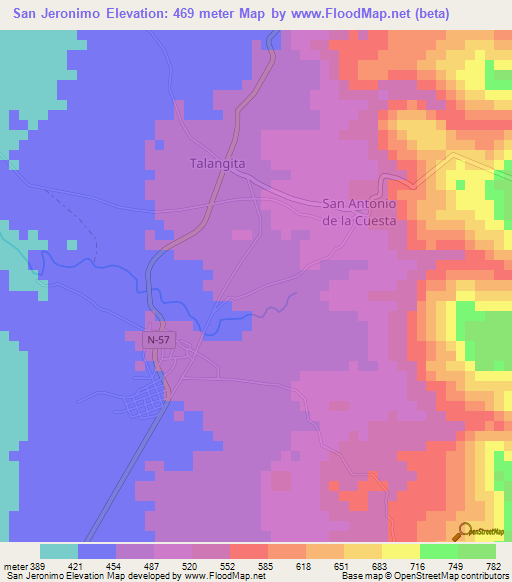 San Jeronimo,Honduras Elevation Map