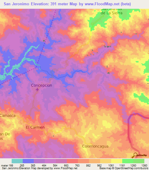 San Jeronimo,Honduras Elevation Map