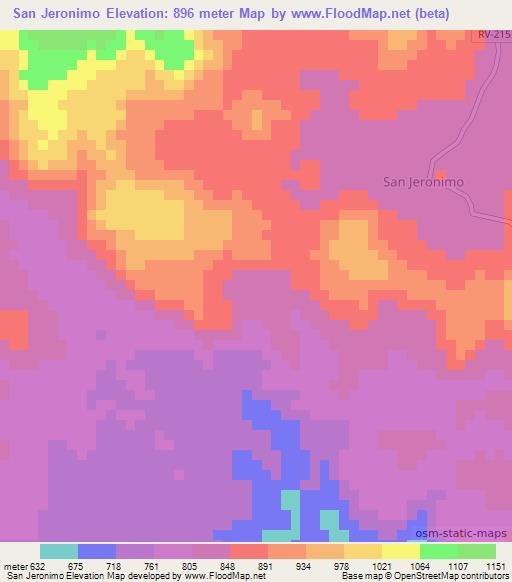San Jeronimo,Honduras Elevation Map