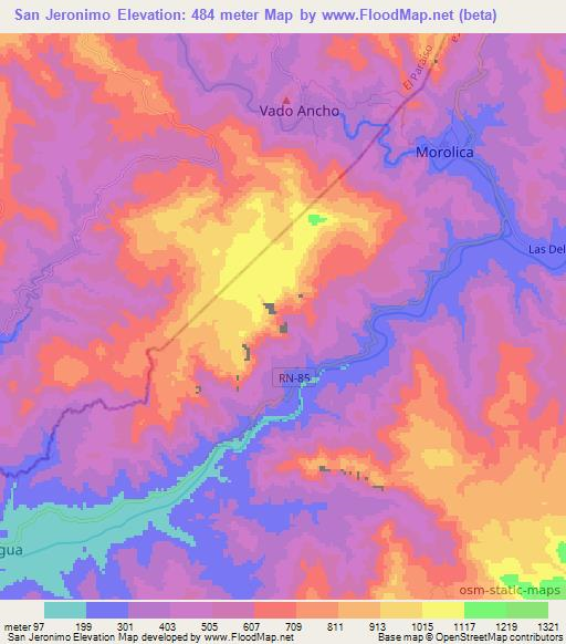 San Jeronimo,Honduras Elevation Map