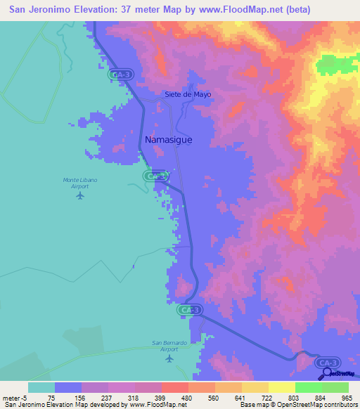 San Jeronimo,Honduras Elevation Map
