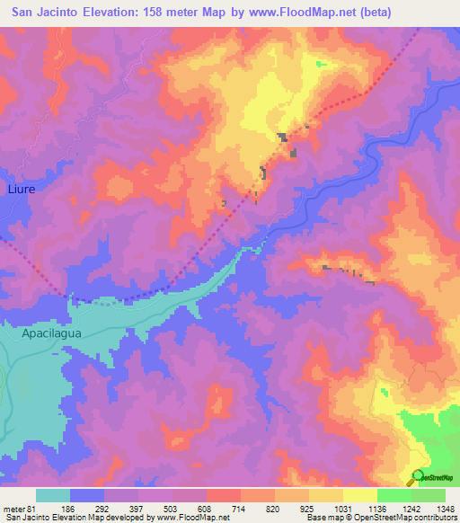 San Jacinto,Honduras Elevation Map