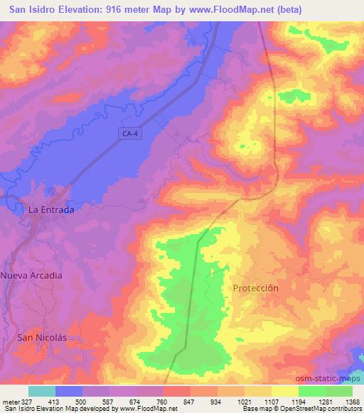 San Isidro,Honduras Elevation Map