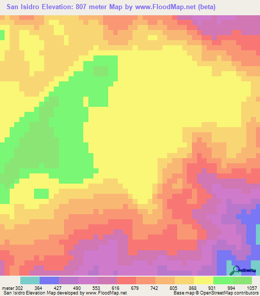San Isidro,Honduras Elevation Map