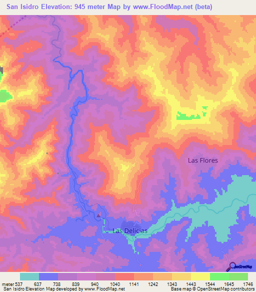 San Isidro,Honduras Elevation Map