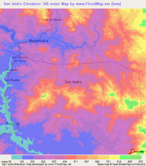 San Isidro,Honduras Elevation Map