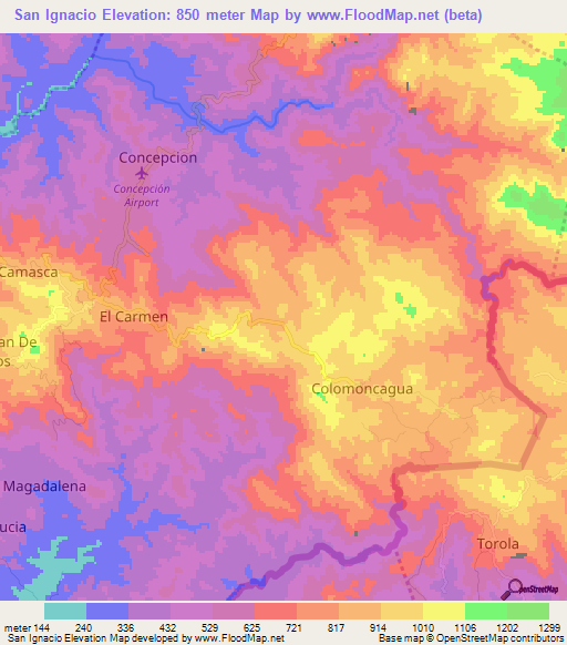 San Ignacio,Honduras Elevation Map