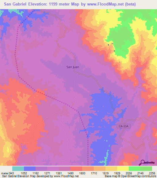 San Gabriel,Honduras Elevation Map