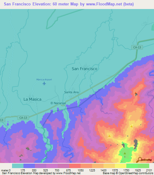 San Francisco,Honduras Elevation Map