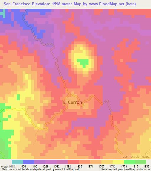 San Francisco,Honduras Elevation Map