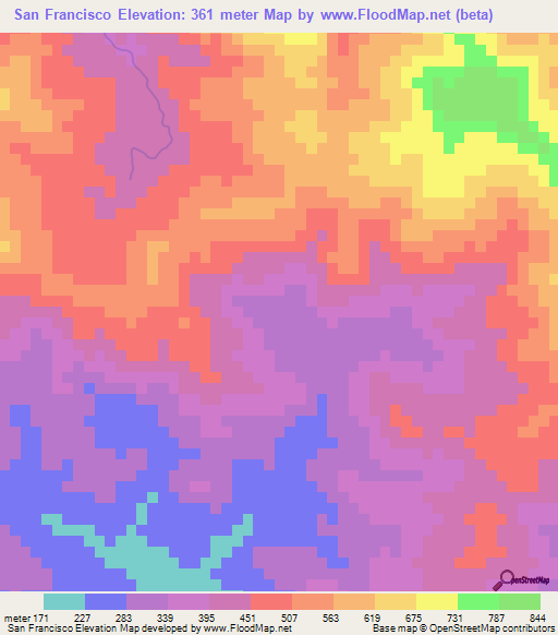 San Francisco,Honduras Elevation Map