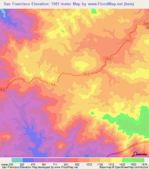 San Francisco,Honduras Elevation Map