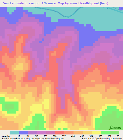 San Fernando,Honduras Elevation Map