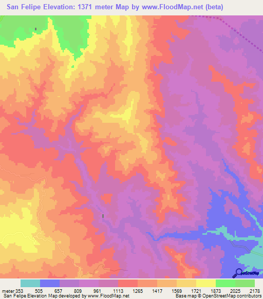 San Felipe,Honduras Elevation Map
