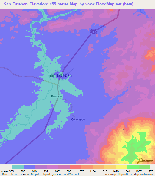 San Esteban,Honduras Elevation Map