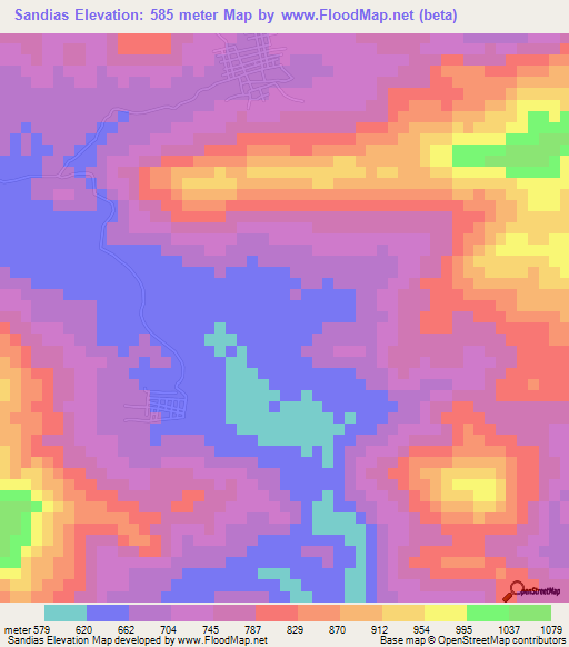 Sandias,Honduras Elevation Map